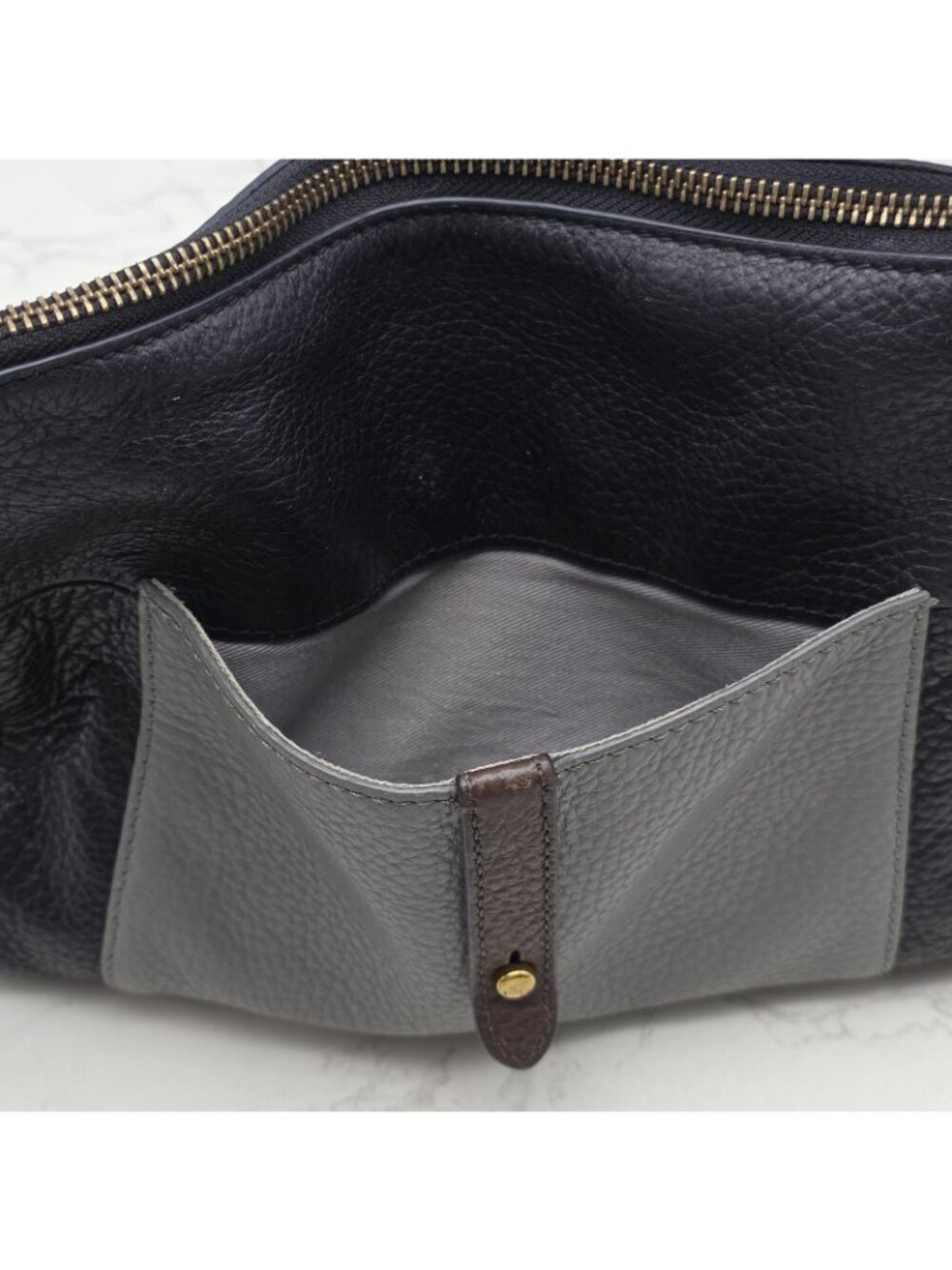 Fossil Crossbody Bag Womens Gemma Black Pebbled Leather Colorblock Zip Timeless - Picture 5 of 16